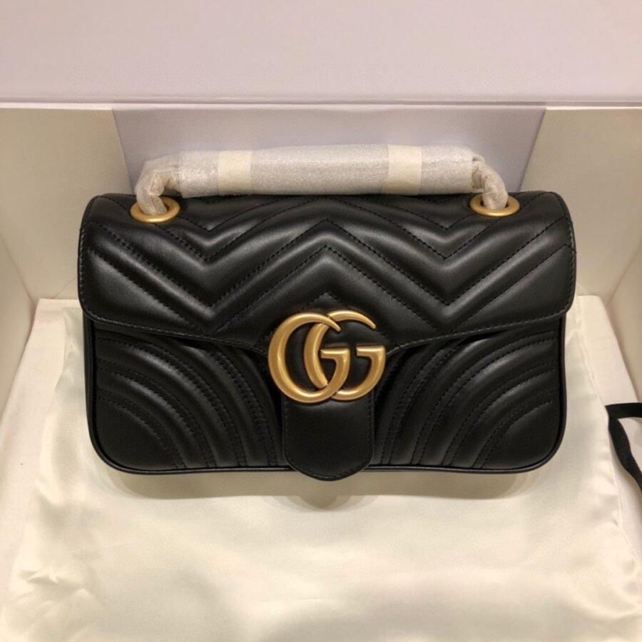 Gucci Marmont , black leather with gold hardware