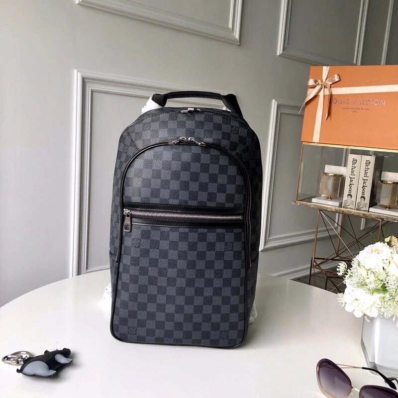 LV Backpack , black Damier with silver hardware