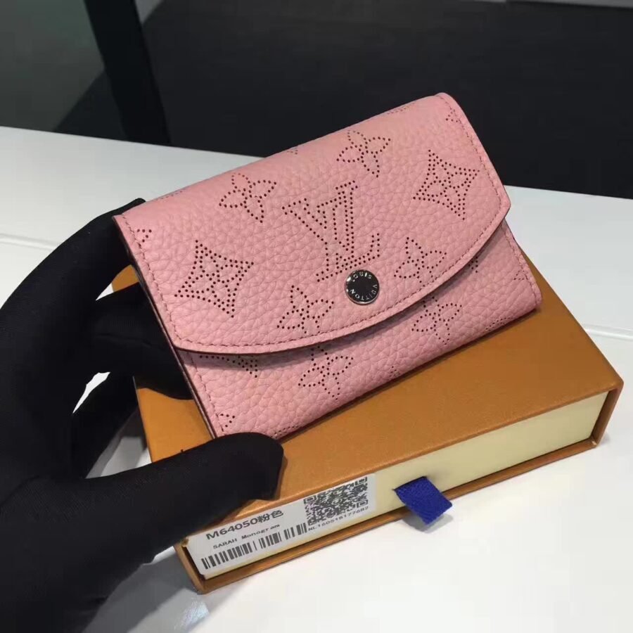 victorine wallet , pink leather with monogram