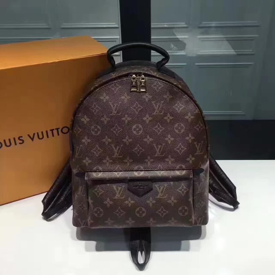 palm spring mini backpack , brown leather with monogram