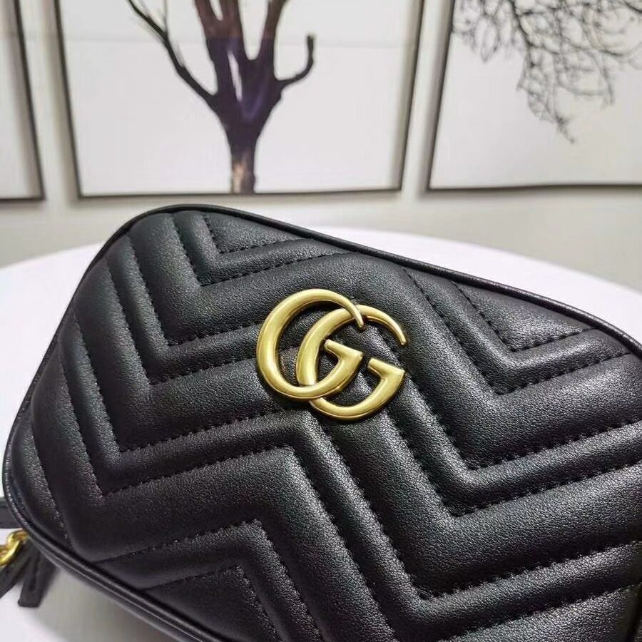 Gucci Camera Bag , black leather with gold hardware