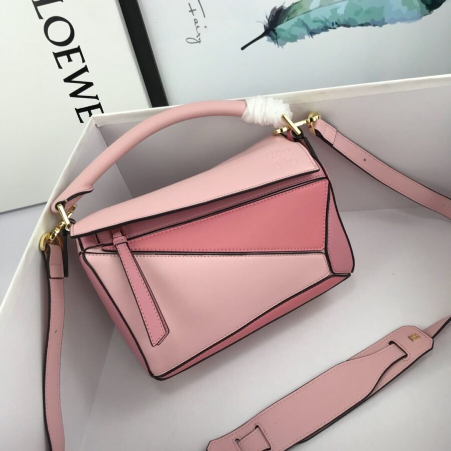 Loewe Puzzle , pink leather with gold hardware