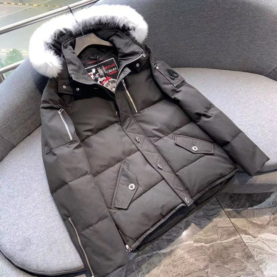 Windbreaker , black PVC with Grey Fur