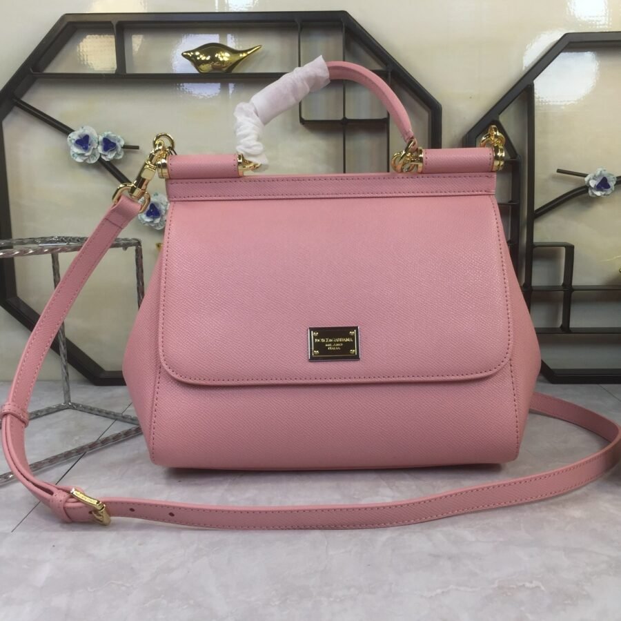 Sicily , pink leather with gold hardware