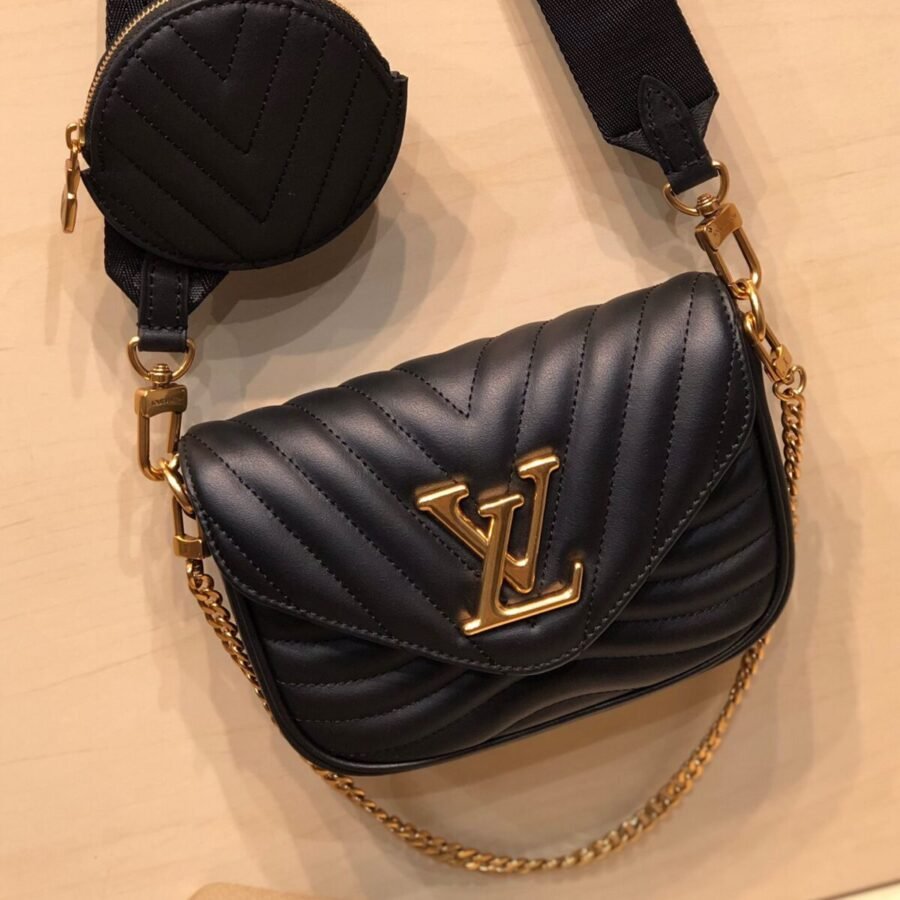 Crossbody Monogram , black leather with gold hardware