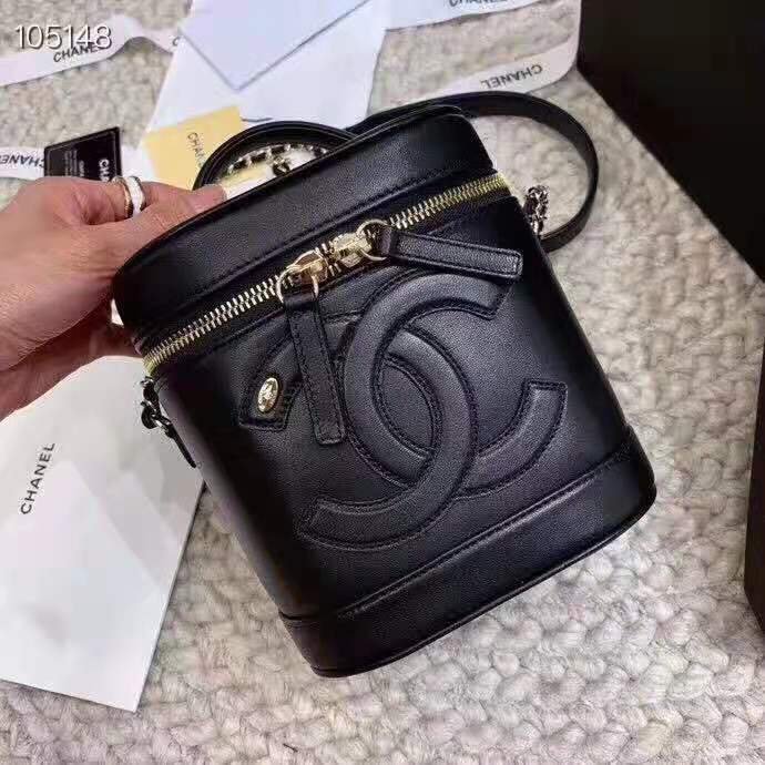 Vintage Vanity , black lambskin with gold hardware