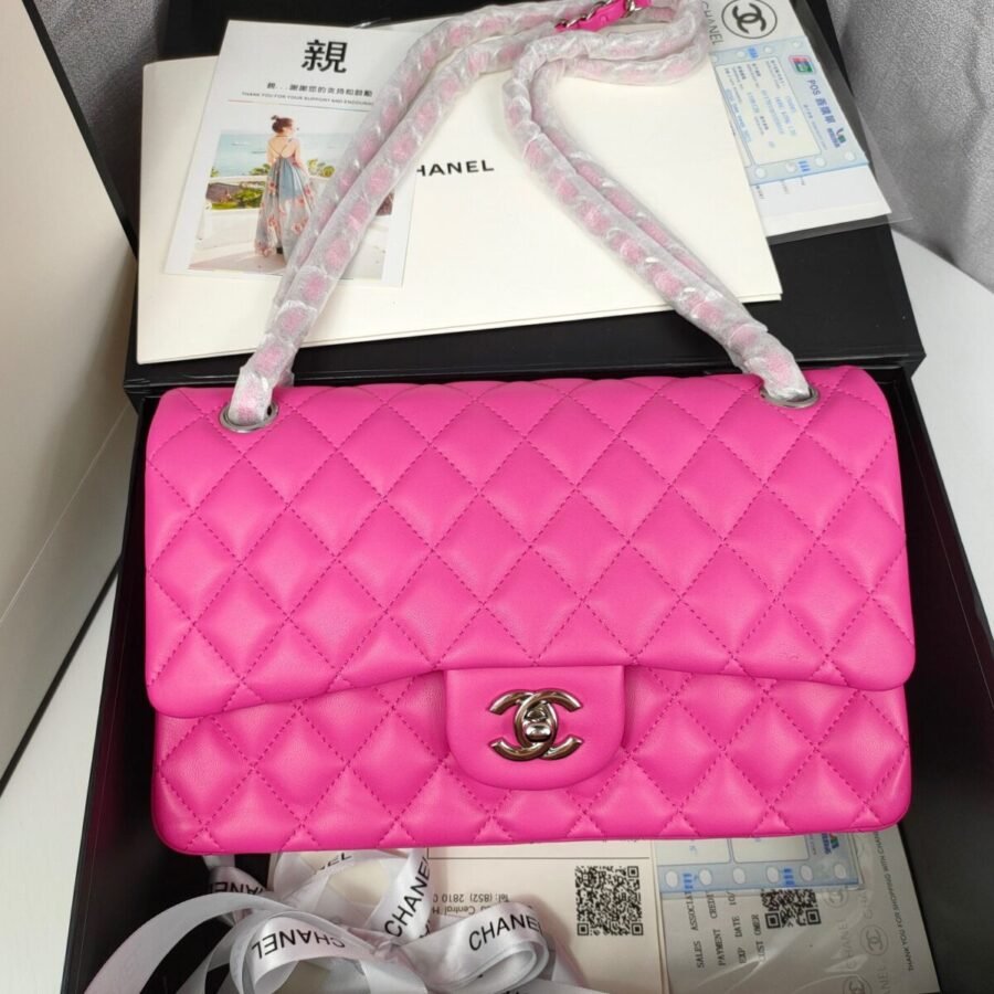 Classic Flap Jumbo , pink lambskin with silver hardware
