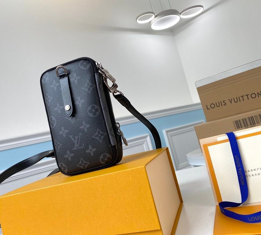 DOUBLE PHONE POUCHMonogram Eclipse coated canvas