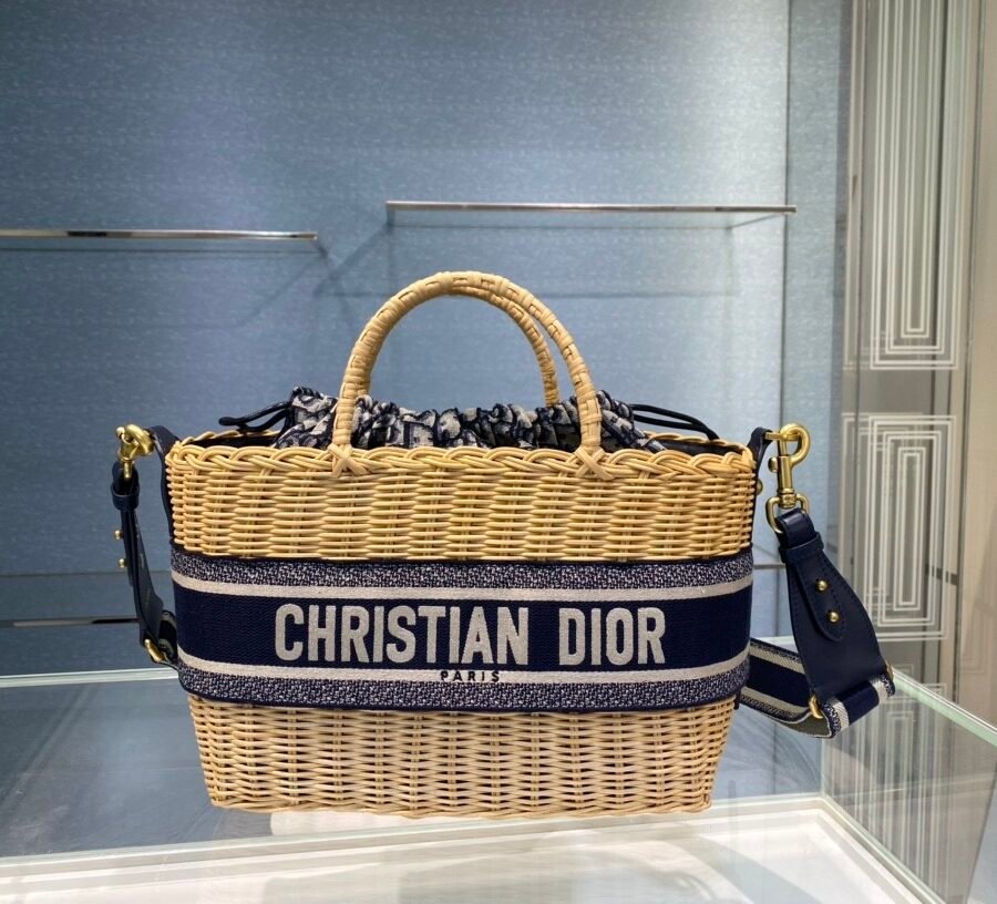 DIOR WICKER BASKET BAGBlue Dior Oblique