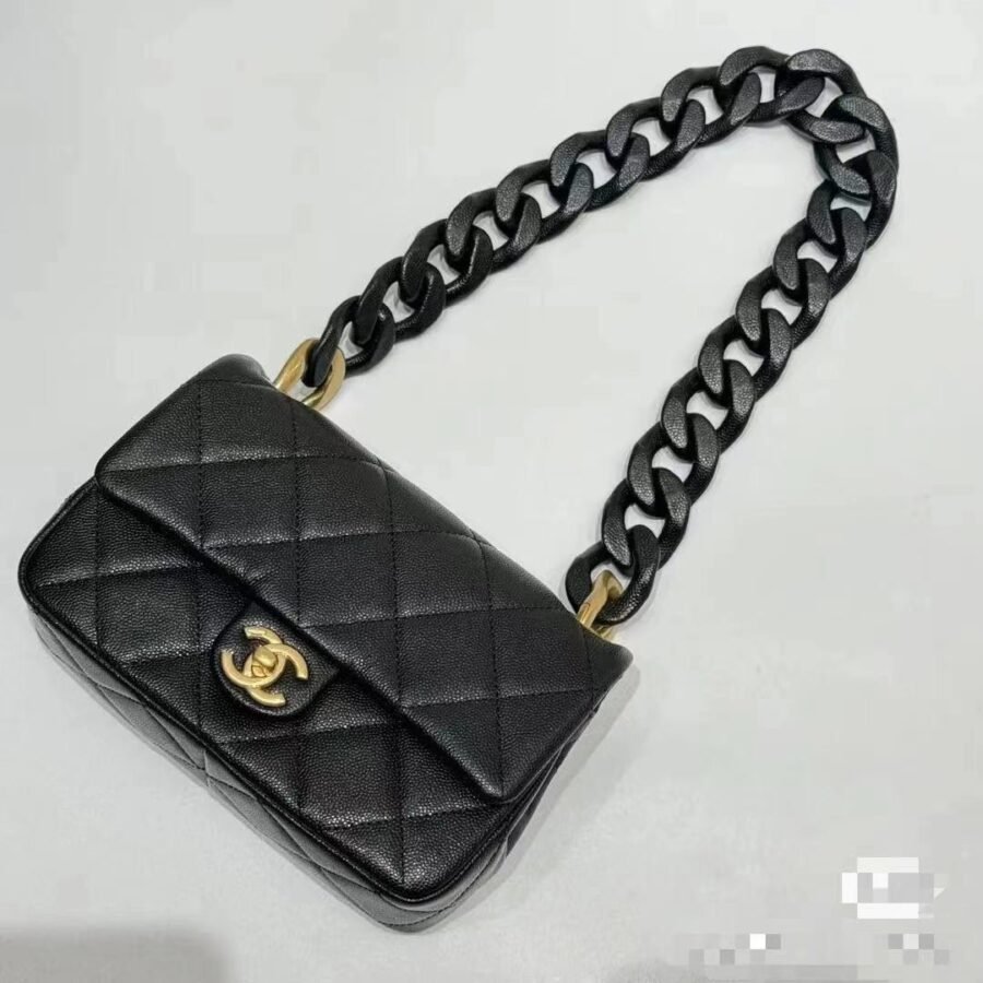 Trendy Lambskin Bag with Black and Gold Hardware